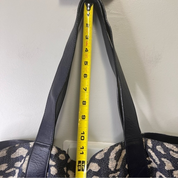 Iris & Ink Cow Leather Linen Animal Print Tote - Picture 5 of 16